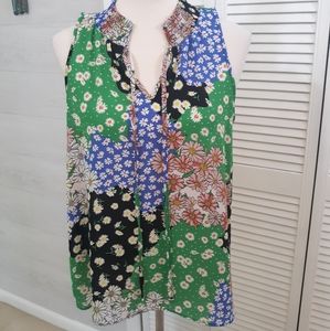 Chenault floral patchwork top blouse small *A1